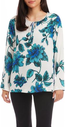 Karen Kane Floral Tie Neck Side Slit Tunic in Floral Print at Nordstrom, Size X-Large P