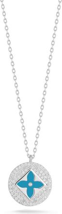 Sphera Milano Clover Enamel Cubic Zirconia Pendant Necklace in Silver at Nordstrom Rack