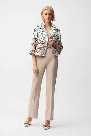 Joseph Ribkoff Faux Suede Abstract Print Swing Jacket in Vanilla/multi at Nordstrom, Size Xx-Large