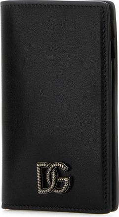 Dolce & Gabbana Mens Leather Card Holder Wallet Black Calfskin