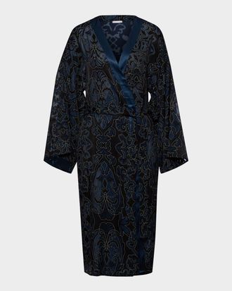 Hanro Marlene Damask-Print Kimono Robe