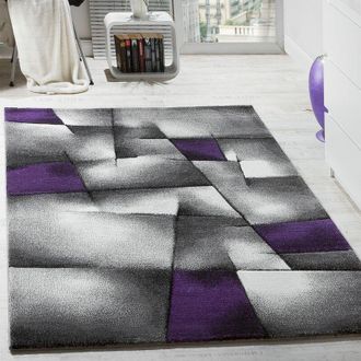 Paco Home Alfombra Moderna Dise&ntilde;o Estampada Hecha A Mano En Marr&oacute;n Lila Gris Liquidacion