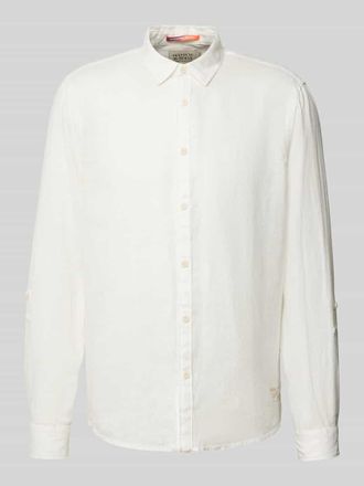 Scotch & Soda Regular Fit Leinenhemd mit Label-Stitching in Weiss, Größe XL
