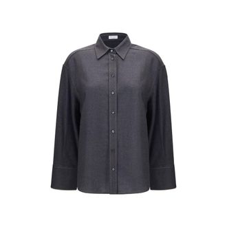 Brunello Cucinelli Gray Wool Oves Aries Dress Womens Shirt