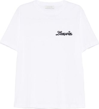 Lanvin Short-Sleeve White T-Shirt with Embroidered Logo
