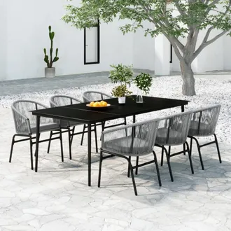 vidaXL Juego De Comedor De Jard&iacute;n 7 Piezas Rat&aacute;n Sint&eacute;tico Gris Vidaxl