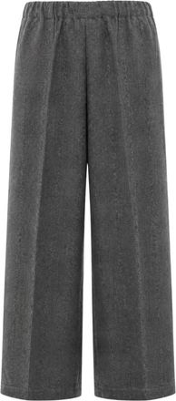 Fabiana Filippi Wijde broek - Dames - Wijde Broeken - Grijs - L - Wol - Broeken