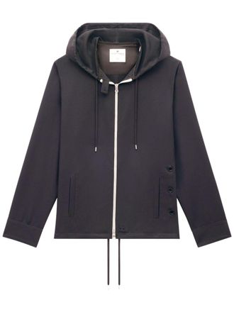 Courr&egrave;ges zipped twill jacket - men - Polyester/Cupro - M - Black