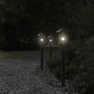 Berkfield Home Outdoor Floor Lamps 3pcs Black 80 cm Stainless Steel