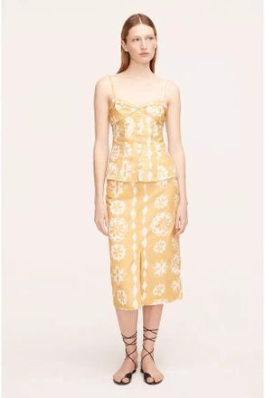 Rebecca Taylor Paper Fleur Cotton Canvas Midi Skirt