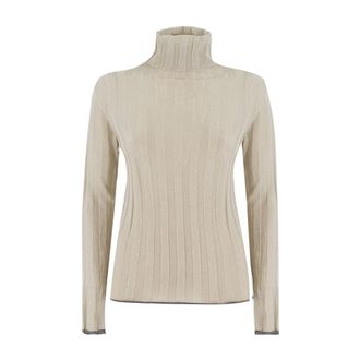 Fabiana Filippi Turtlenecks, female, White, Size: XS Lurex Ribbed Turtleneck Jumper