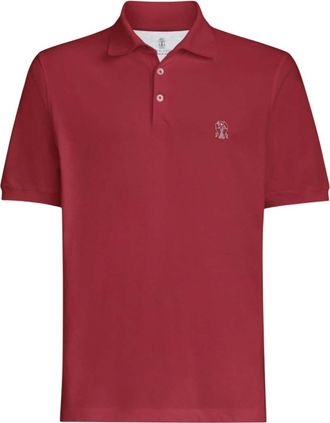 Brunello Cucinelli Red Shirt Collar T-Shirt