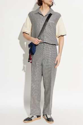 Dsquared2 Wool Plaid Patterned Trousers, Mens, Black