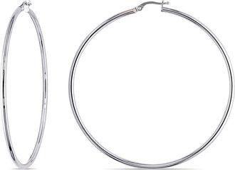 Amour 65 Mm Hoop Earrings In 10K White Gold