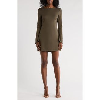 French Connection Long Sleeve Ponte A-Line Dress in Olive at Nordstrom Rack, Size X-Large