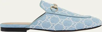 Gucci Princetown Pearly GG Denim Mules