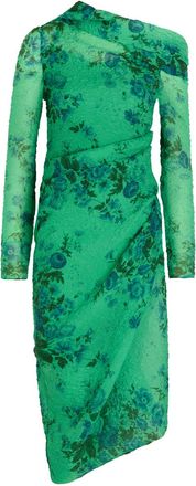 Erdem Floral Draped Cloqu&eacute; Midi Dress - Green - 10 (UK10 / S)