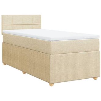 vidaXL Cama Box Spring Con Colch&oacute;n Tela Color Crema 90x190 Cm Vidaxl