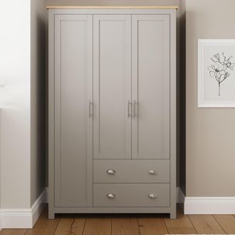 GFW Lancaster 3 Door 2 Drawer Wardrobe in Grey