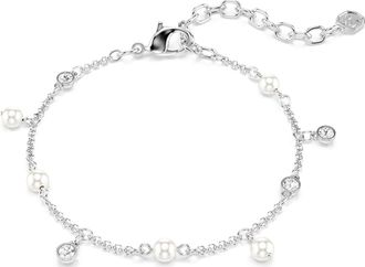 Swarovski Imber Bracelet, Crystal Pearl, Round Cut, White, Rhodium Plated
