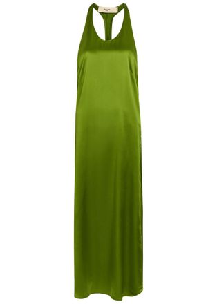 Skiim Racer-back Silk Maxi Dress - Olive - 38 (UK10 / S)