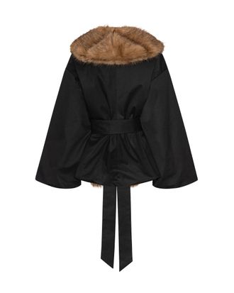 Rotate Faux-Fur Collar Jacket - Black
