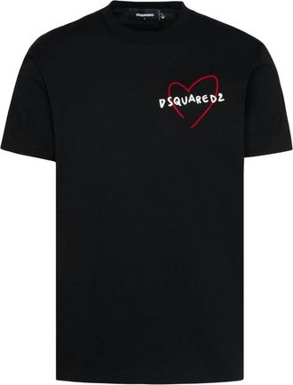 Dsquared2 Mens Heart Logo T-Shirt In Black
