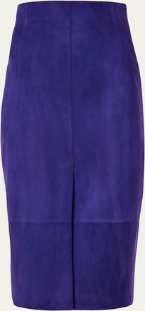Akris Suede Front Slit Pencil Skirt