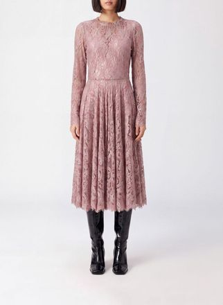 Dolce & Gabbana Abito midi svasato in pizzo a maniche lunghe