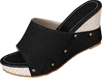 Generic Womens Wedge Sandals Comfortable Casual Sandal Open Toe Solid Color Stylish Versatile Classic Breathable Slip On Sandals Summer Beach