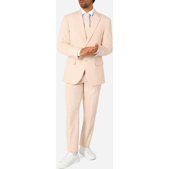 OppoSuits Dandy Sandy Slim Fit Two-Piece Suit & Tie Set in Beige at Nordstrom, Size 36Regular