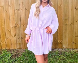 Elan Reign Tunic Dress In Lilac