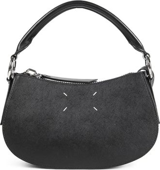 Maison Margiela Black Leather Hobo Bag with Zip