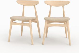 Rendez-Vous D&eacute;co Rendez-vous D&eacute;co - Lote De 2 Sillas De Tela Beige Y Madera De Caucho - Josette