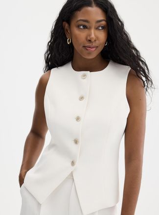Contemporaine Womens Textured crepe crew-neck vest