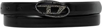 Diesel Oval D Logo B-1Dr Strass 20 - Dames - Riemen - Zwart - 90 CM - Leer - Accessoires