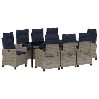 vidaXL Conjunto De Comedor De Jard&iacute;n 9 Pcs Gris Rat&aacute;n Sint&eacute;tico Vidaxl