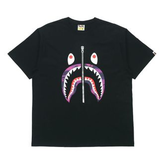 A Bathing Ape Shark Face Half-Zip T-Shirt Black BAPE-SS18-003