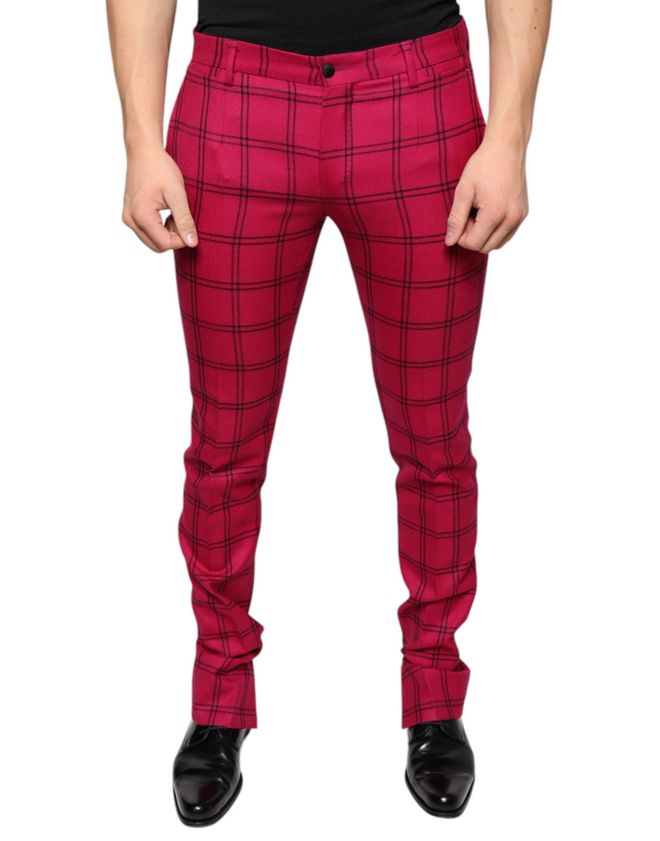 Checkered Wool Trousers - Pink