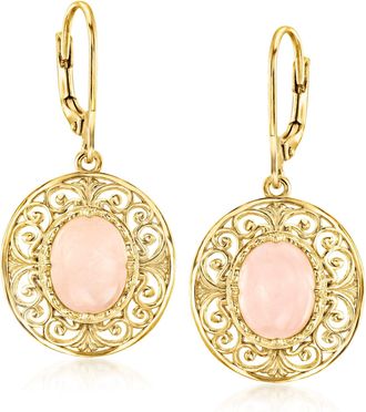 Ross-Simons Morganite Scroll Drop Earrings in 18kt Gold Over Sterling