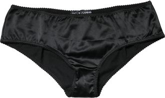 Dolce & Gabbana Silk Stretch Mid Waist Brief Panty - Dames - Onderbroek - Zwart - S - Ondergoed