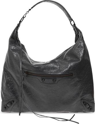 Balenciaga Le City Hobo Bag Large - Dames - Tassen - Grijs - Maat: ONE Size Katoen