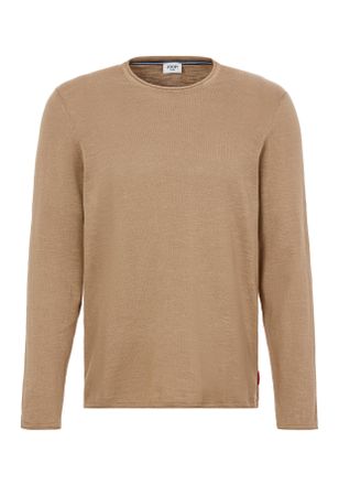 Joop Rundhalspullover JOOP JEANS Barios, Herren, Gr. 3XL, braun (open braun), Strick, Obermaterial: 100% Baumwolle, clean, unifarben, klassisch normal, Run