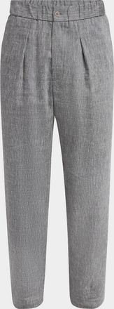 Giorgio Armani Mens One Shot Linen-Wool Trousers