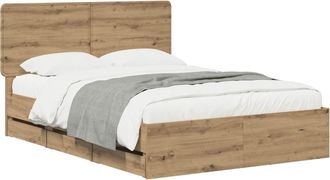 vidaXL Bed Frame With Storage And Headboard Artisan Oak 120 X 200 Cm Vidaxl