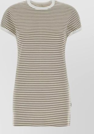 Maison Margiela embroidered stretch cotton striped mini dress