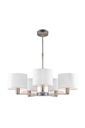 Netlighting Daley 5 Light Multi Arm Ceiling Pendant Matt Nickel Vintage White Silk Effect E14