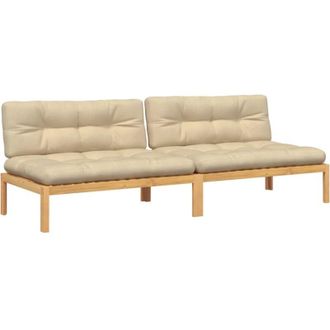 vidaXL Sof&aacute;s Centrales De Palets Jard&iacute;n Y Cojines 2 Uds Madera Acacia Vidaxl