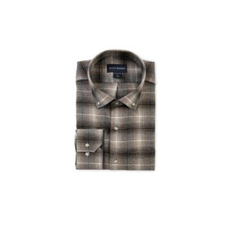 Scott Barber Mens Long Sleeve Plaid Heather Shirt In Charcoal Heather