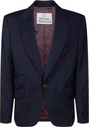 Vivienne Westwood One Button Single Breasted Jacket - Heren - Blazers - Blauw - L - Leer - Jassen
